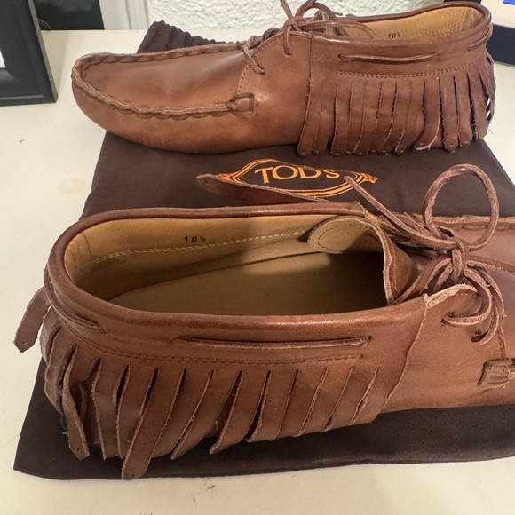 Tod's Tan Leather Slip-On Loafers - Picture 10 of 13